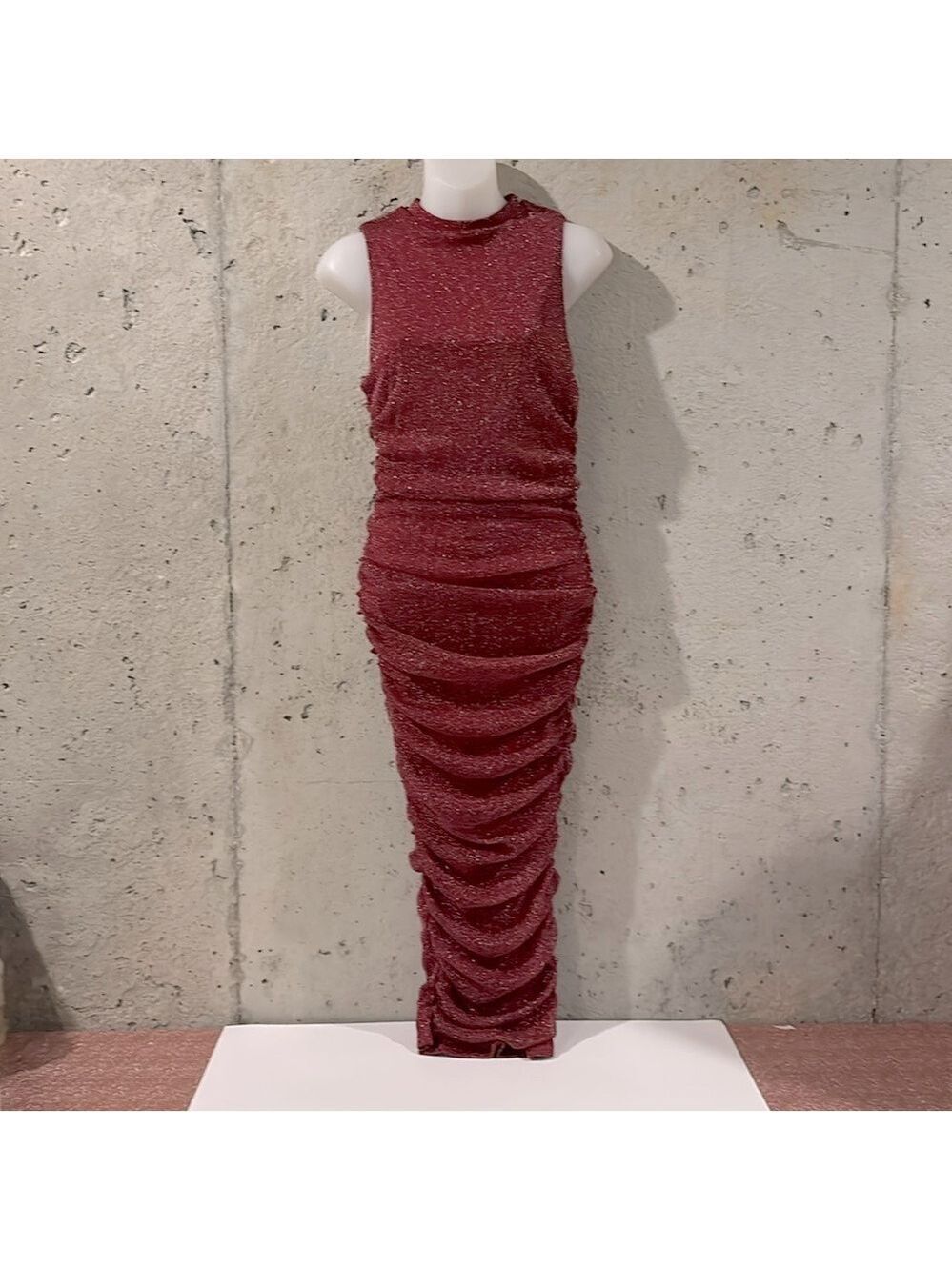 NWT - FashionNova Wine “Keep Standards High” Midi Dress - Size L